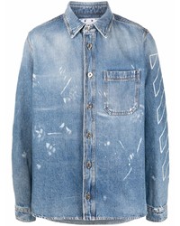 Мужская синяя джинсовая рубашка с принтом от Off-White