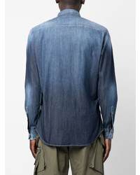 Мужская синяя джинсовая рубашка с принтом от DSQUARED2