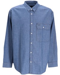Мужская синяя джинсовая рубашка от Armani Exchange