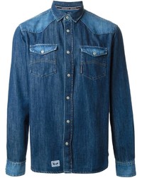 Мужская синяя джинсовая рубашка от Armani Jeans
