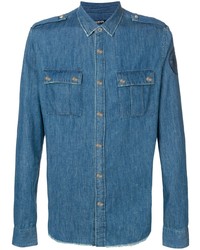 Мужская синяя джинсовая рубашка от Balmain