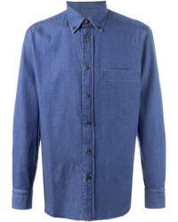 Мужская синяя джинсовая рубашка от Brioni