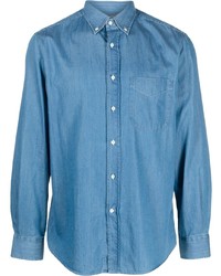 Мужская синяя джинсовая рубашка от Brunello Cucinelli