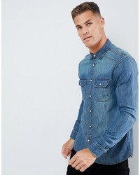 Мужская синяя джинсовая рубашка от Burton Menswear