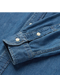 Мужская синяя джинсовая рубашка от orSlow