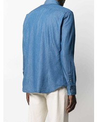 Мужская синяя джинсовая рубашка от Mazzarelli