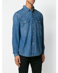 Мужская синяя джинсовая рубашка от CK Jeans