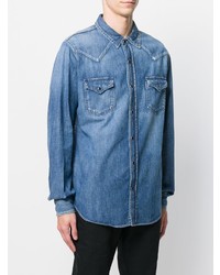 Мужская синяя джинсовая рубашка от Saint Laurent