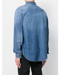 Мужская синяя джинсовая рубашка от Saint Laurent