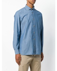 Мужская синяя джинсовая рубашка от Borrelli