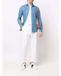 Мужская синяя джинсовая рубашка от Fay