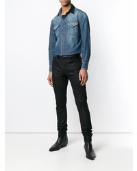 Мужская синяя джинсовая рубашка от Saint Laurent