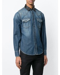 Мужская синяя джинсовая рубашка от Saint Laurent