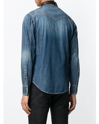Мужская синяя джинсовая рубашка от Saint Laurent