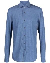 Мужская синяя джинсовая рубашка от Corneliani