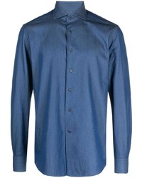 Мужская синяя джинсовая рубашка от Corneliani