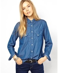 Женская синяя джинсовая рубашка от Denham Jeans