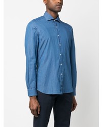 Мужская синяя джинсовая рубашка от Fay