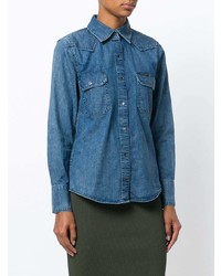 Женская синяя джинсовая рубашка от Calvin Klein Jeans