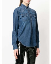 Женская синяя джинсовая рубашка от Saint Laurent