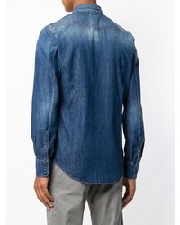 Мужская синяя джинсовая рубашка от Jacob Cohen