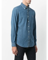 Мужская синяя джинсовая рубашка от Ralph Lauren