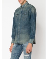Мужская синяя джинсовая рубашка от RRL