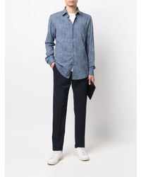 Мужская синяя джинсовая рубашка от BOSS