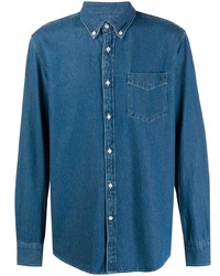 Мужская синяя джинсовая рубашка от Deperlu