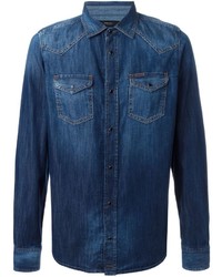 Мужская синяя джинсовая рубашка от Diesel