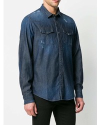 Мужская синяя джинсовая рубашка от Dondup