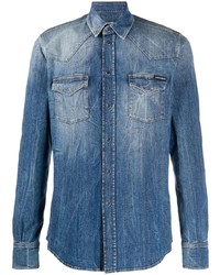 Мужская синяя джинсовая рубашка от Dolce & Gabbana
