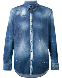 Мужская синяя джинсовая рубашка от DSQUARED2