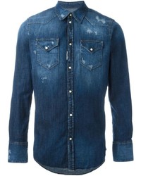 Мужская синяя джинсовая рубашка от DSQUARED2