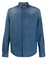 Мужская синяя джинсовая рубашка от Emporio Armani