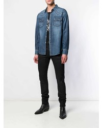 Мужская синяя джинсовая рубашка от Saint Laurent