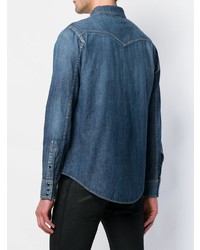 Мужская синяя джинсовая рубашка от Saint Laurent