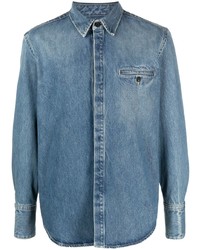 Мужская синяя джинсовая рубашка от Ferragamo