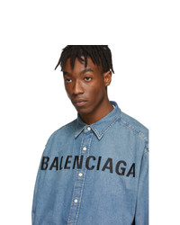 Мужская синяя джинсовая рубашка от Balenciaga