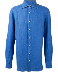 Мужская синяя джинсовая рубашка от Kiton