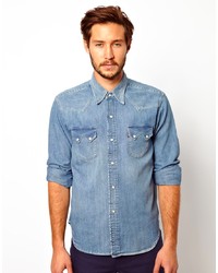 Мужская синяя джинсовая рубашка от Levis Vintage