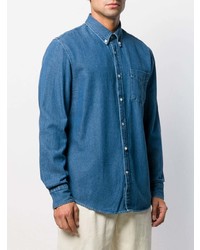 Мужская синяя джинсовая рубашка от Deperlu