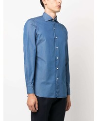 Мужская синяя джинсовая рубашка от Finamore 1925 Napoli