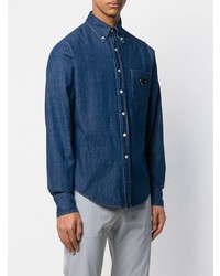 Мужская синяя джинсовая рубашка от Prada