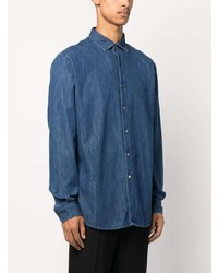 Мужская синяя джинсовая рубашка от Zegna
