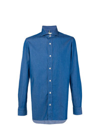 Мужская синяя джинсовая рубашка от Luigi Borrelli