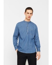 Мужская синяя джинсовая рубашка от Mango Man