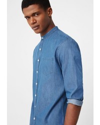 Мужская синяя джинсовая рубашка от Mango Man