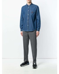 Мужская синяя джинсовая рубашка от Kenzo