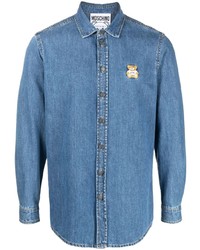 Мужская синяя джинсовая рубашка от Moschino
